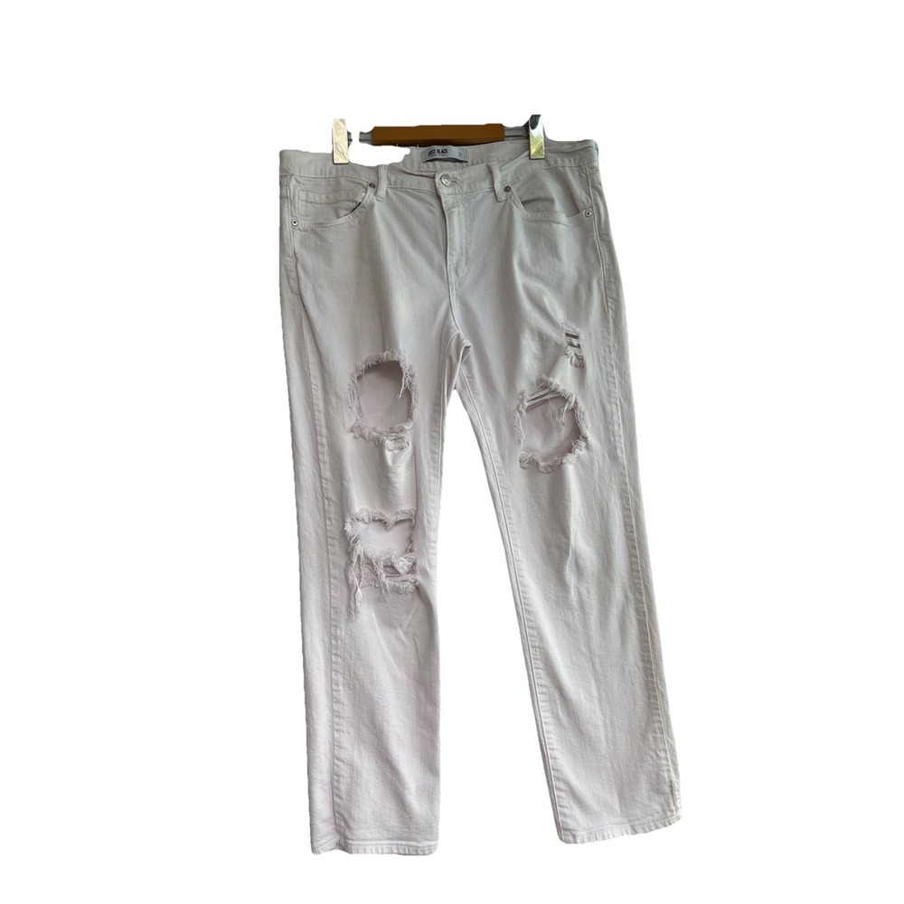 Just Black Denim Jeans White‎ Distressed Relaxed Fit Mid-Rise Size 31